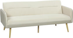 Homcom kihúzható kanapé, 3 ülőhelyes, dönthető háttámlával és bársony anyagból, 185x84x83 cm, bézs