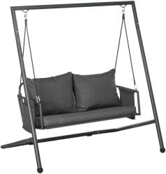 Outsunny Kétszemélyes Kerti Hintapad Párnákkal és Oldalzsebekkel, Kültéri Hintapad Acélból és Textilből, 168x117x181 cm, Sötétszürke