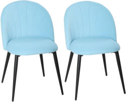 HomCom 2 db-os bársony étkezőszék szett, konyhai székek ívelt kagylómintás háttámlával, acél lábak, skandináv stílusú, kárpitozott szék konyhába, hálószobába, nappaliba, világoskék