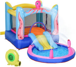 Outsunny Gyerek Ugrálóvár Csúszdával és Medencével, Tengeri Témájú