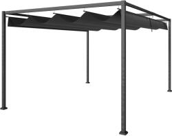 Outsunny Kültéri Pergola Pavilon, 3x2, 1 m, visszahúzható tetővel, fém és poliészter, fekete