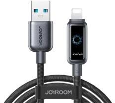 JOYROOM STARFLIGHT adatkábel (USB - lightning, 3A, PD gyorstöltő, LED jelzés, 120cm) FEKETE