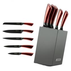 Edenberg Set de cutite Edenberg EB-936, 5 piese, Otel carbon, Suport, Rosu (EB-936)