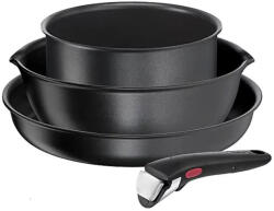 Tefal Set cratite si tigaie Tefal Ingenio 2100038720, 4 piese, Maner detasabil, Acoperire antiaderenta, Fara PFOA, Aluminiu, Negru (Ingenio 2100038720)
