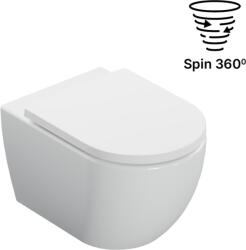 Excellent Stellar vas wc cu capac soft-close agăţat fără margine cu spălare turbionară alb lucios CEEX. 6623.535. WH (CEEX6623535WH)