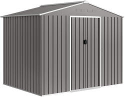 Outsunny Kerti ház 2, 3x1, 7 m, acélból, szellőzőrácsokkal és dupla tolóajtókkal, fa hatású