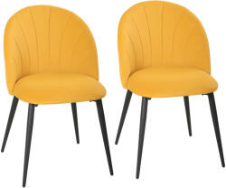 HomCom 2 db kárpitozott étkezőszék kagyló alakú háttámlával, bársony, 52x55x79 cm, sárga