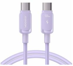 JOYROOM adatkábel, type-c - type-c, 100w, pd gyorstöltő, 120cm, törésgátló, lila (S-CC100A14_P)