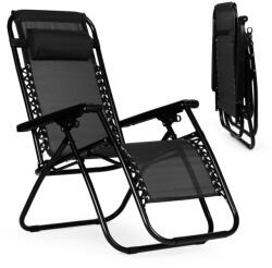 Homelux ZERO GRAVITY összecsukható fekete napozóágy állítható háttámlával (ZRL009_BLACK) - homelux