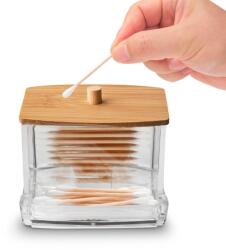 Orion tartály fülbotokhoz, bambusz tetővel, 9 x 8, 5 x 8 cm (127134)