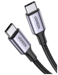 UGREEN adatkábel, type-c - type-c, 5a, pd gyorstöltő, 100w, 100cm, cipőfűző, fekete (US316_100)