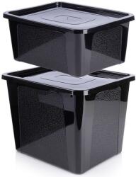 Vilde Tartálykészlet tároláshoz, Vilde, 2 db, Fekete, 20 l és 30 l, Fedővel, Ellenálló és univerzális, Helyiség elrendezéséhez otthon, Irodában, Műhelyben és kertben (SET344)