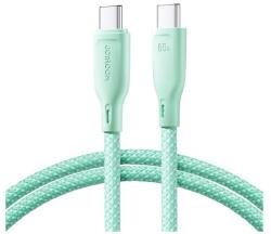 JOYROOM adatkábel, type-c - type-c, 60w, pd gyorstöltő, 100cm, cipőfüző, világoszöld (SA34-CC3 G)