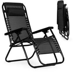 Homelux ZERO GRAVITY összecsukható fekete napozóágy állítható háttámlával (ZRL009_BLACK) - geminiduo