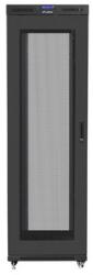 Lanberg 19 szabadon álló rack szekrény 42U/800X1200 perforált ajtó, lapraszerelt, LCD kijelző, fekete V2 (FF01-8242-23BL)