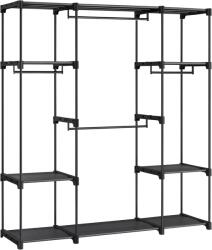 Brius Dulap portabil haine 4 bare suspendare rafturi metalic, 151x43x166 cm, organizare garderoba, negru (EZ-RYG036B02) Garderoba