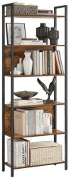 Brius Biblioteca stil industrial 6 rafturi cadru metalic pal, 128x24x187 cm, design robust, maro rustic (EZ-LLS151K01) Raft