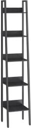 Brius Biblioteca tip scara cu 5 rafturi, design industrial, cadru metalic si rafturi din PAL, 34x30x170 cm, negru (EZ-LLS109B56) Raft