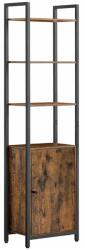 Brius Biblioteca inalta cu 6 rafturi si dulap, cadru metalic, rafturi reglabile, stil vintage, 40x24x160 cm, maro rustic (EZ-LLS132K01) Raft