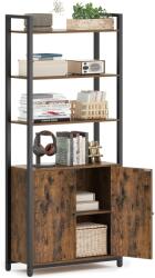 Brius Biblioteca cu rafturi deschise si dulap integrat, cadru metalic si PAL, 24x60x160 cm, maro rustic (EZ-LLS133K01) Raft