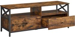 Brius Comoda tv 2 sertare 2 rafturi cadru metalic industrial, 120x40x50 cm, design rustic, maro (EZ-LTV300B01) Comoda