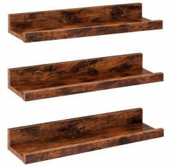 Brius Set 3 rafturi suspendate plutitoare, cu margine frontala inaltata, 38x10x5 cm, maro rustic (EZ-LWS037X01) Raft
