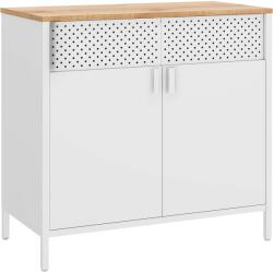 Brius Dulap depozitare metalic cu 2 usi, raft reglabil, cadru otel, stil industrial, 80x40x76 cm, alb si bej (EZ-LSC102W57) Comoda