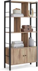 Brius Biblioteca cu 4 rafturi si dulap inferior cu 2 usi, stil industrial, 74x30x155cm, stejar (EZ-LBC022B50) Raft