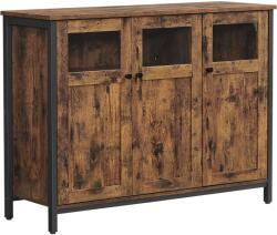 Brius Comoda 3 usi sticla cadru metalic stil industrial, 35x100x75 cm, depozitare eleganta, maro rustic (EZ-LSC099B01) Comoda