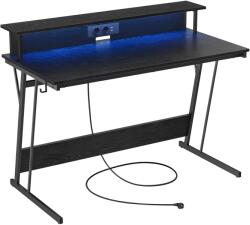 Brius Birou gaming cu iluminare LED reglabila, 2 prize si 2 USB, suport 2 monitoare, 120x60x76 cm, negru (EZ-LWD192B56)