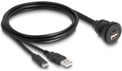 Delock USB 2.0 kábel A-típusú és USB Type-C apa végződéssel, valamint egy A-típusú és egy USB Type-C anya beépített végződéssel 1 m, fekete (88102) (88102) (88102)