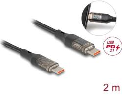 Delock USB-C -> USB-C M/M töltőkábel 2m fekete töltés kijelzővel (85409) (85409)