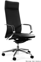 UNIQUE TRENT vezetői irodai szék, fekete valódi bőr