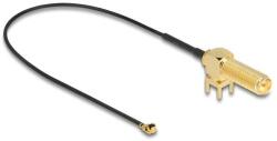 Delock Antenna kábel RP-SMA 90 PCB anya válaszfali csatlakozóval apa I-PEX Inc. , MHF I-dugó 1.13 25 cm menethossz 15 m (12036) (12036)