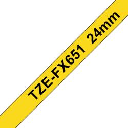 Brother TZE-FX651, Banda Etichete Laminata Flexibila Id, Negru Pe Galben, 24MM (TZEFX651_OEM)