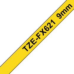 Brother TZE-FX621, Banda Etichete Laminata Flexi Id, Negru Pe Galben, 9mm (TZEFX621_OEM)