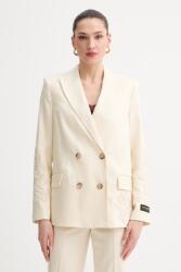 ERMANNO Firenze kétsoros női lenvászon blézer - bézs 34