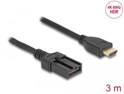 Delock HDMI önműködő kábel HDMI-A apa - HDMI-E apa kapcsolattal 3 m, 4K 60 Hz-s (87906) (87906) (87906)