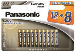 Panasonic Everyday Power LR03EPS/20BW Alkaline 1, 5V AAA tartós mikro elem (Panasonic-LR03EPS-20BW)
