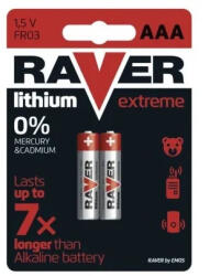 RAVER Lithium L92/2 1, 5V AAA Lithium mikro elem (Raver-L92-2-B7811)