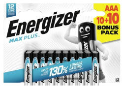 Energizer MAX Plus LR03/20 Alkaline 1, 5V tartós AAA mikro elem (ENERGIZER-MAX-PLUS-LR03-20BP)