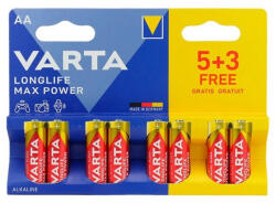VARTA LONGLIFE Max Power LR6/5+3 Alkaline 1, 5V AA tartós ceruza elem (Varta-4706-53)