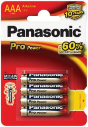 Panasonic Pro Power LR03/4BP Alkaline 1, 5V AAA tartós mikro elem (Panasonic-LR03PPG-4BP)
