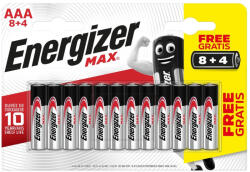 Energizer Max LR03/8+4 Alkaline 1, 5V tartós AAA mikro elem (ENERGIZER-MAX-LR03-12BP)