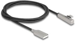 Delock Kábel USB 2.0 A-típusú apa - USB Type-C apa hajlított, LED fénnyel és gyors töltő funkcióval 60 W 1 m (80766) (80766) (80766)