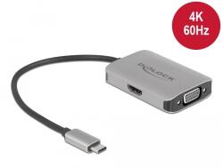 Delock Elosztó USB Type-C csatlakozóval (DP alternatív mód támogatás) > 1 db HDMI + 1 db VGA csatla (87776) (87776) - xupe