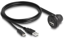 Delock USB 2.0 kábel A-típusú és USB Type-C apa, 90 -ban hajlított A-típusú USB anya és 90 -ban hajlított USB Type-C anya végződéssel 1 m fekete (88103) (88103) (88103)
