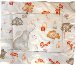  Lapos ovis kispárna pamut borítással - 38x48 cm /Elefánt - Erdei állatokkal