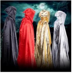  Arany, fényes, kapucnis selyem köpeny