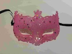  Rózsaszín, csillógó farsangi álarc , áttört mintás